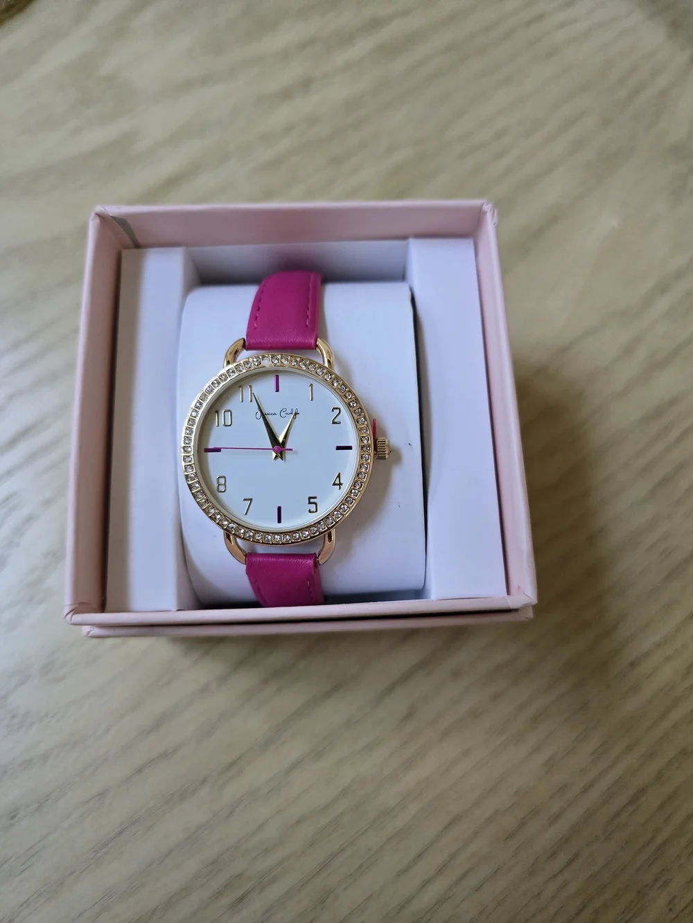Pink Crystal-Accent Ladies Watch